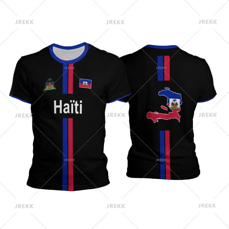 Haiti Football T Shirts Men'S Sports T-Shirt Haitian Flag Street Oversized Tops Unisex Casual Graphic Tees Tops Y2K Men'S Gifts