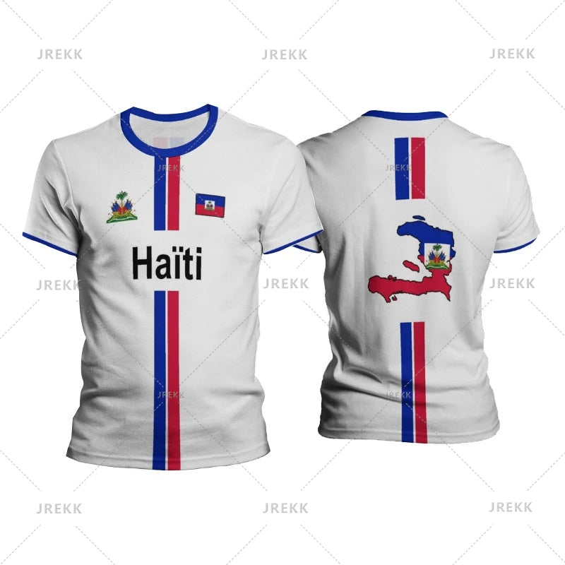 Haiti Football T Shirts Men'S Sports T-Shirt Haitian Flag Street Oversized Tops Unisex Casual Graphic Tees Tops Y2K Men'S Gifts