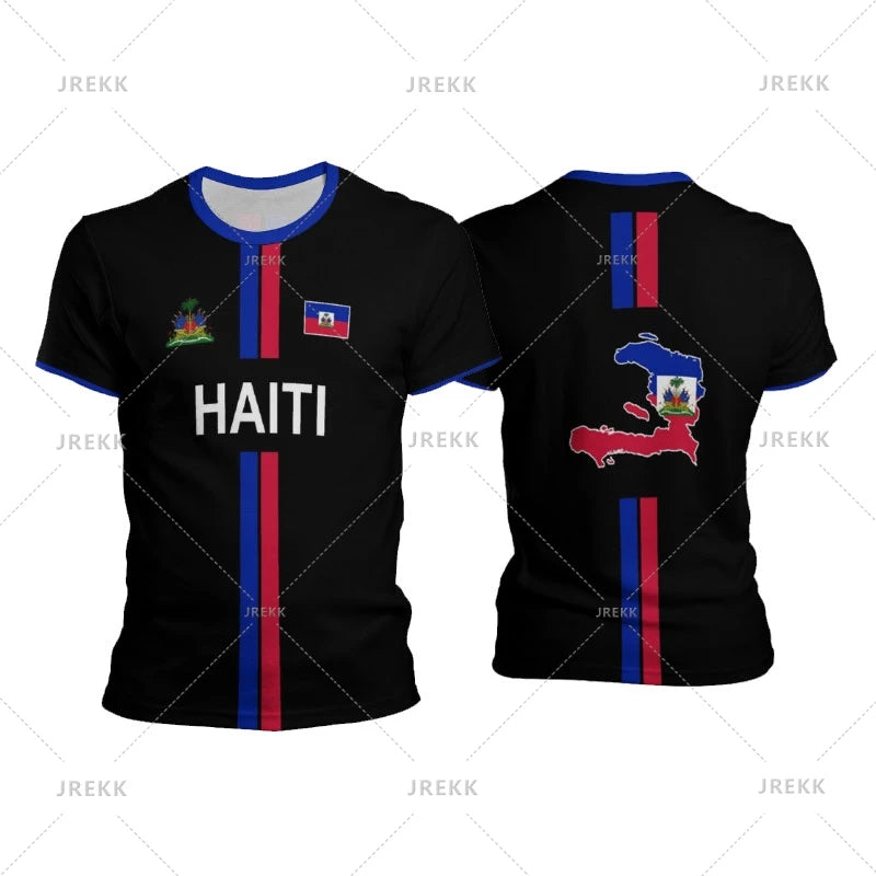 Haiti Football T Shirts Men'S Sports T-Shirt Haitian Flag Street Oversized Tops Unisex Casual Graphic Tees Tops Y2K Men'S Gifts