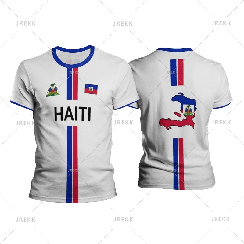 Haiti Football T Shirts Men'S Sports T-Shirt Haitian Flag Street Oversized Tops Unisex Casual Graphic Tees Tops Y2K Men'S Gifts